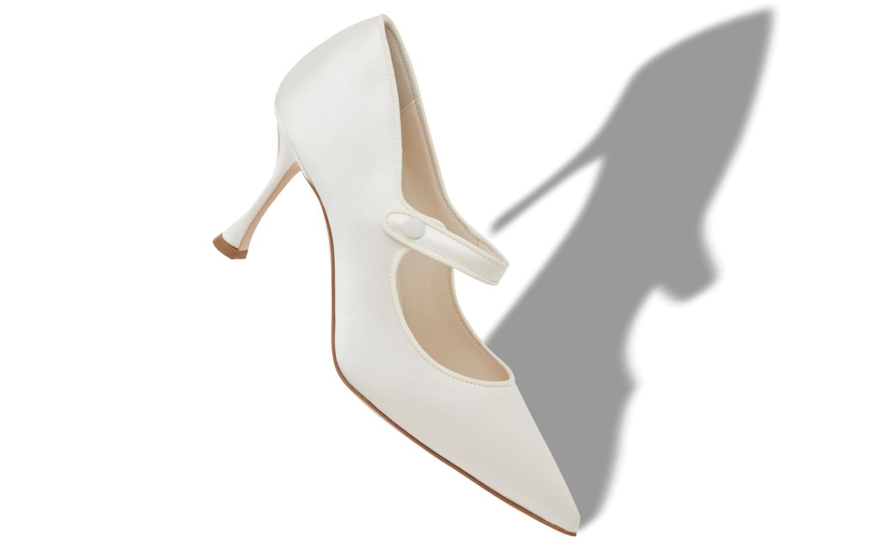 Pumps Punta Tonda in Seta Crema