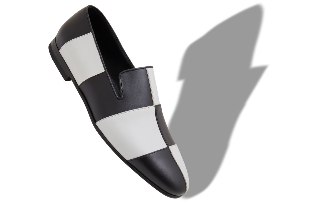 Loafers in Pelle di Vitello Nero e Bianco