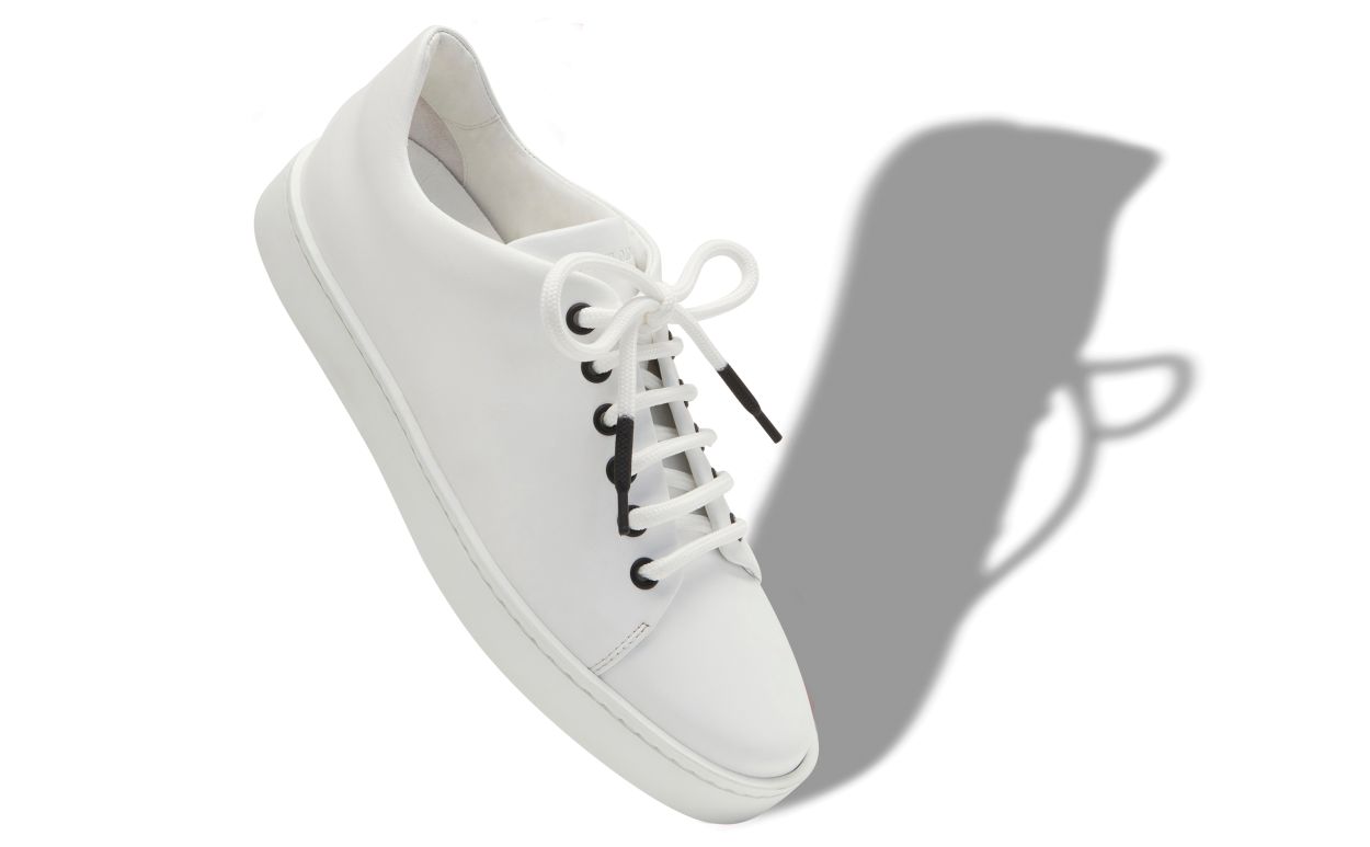 Scarpe da ginnastica bassa in pelle di vitello bianca
