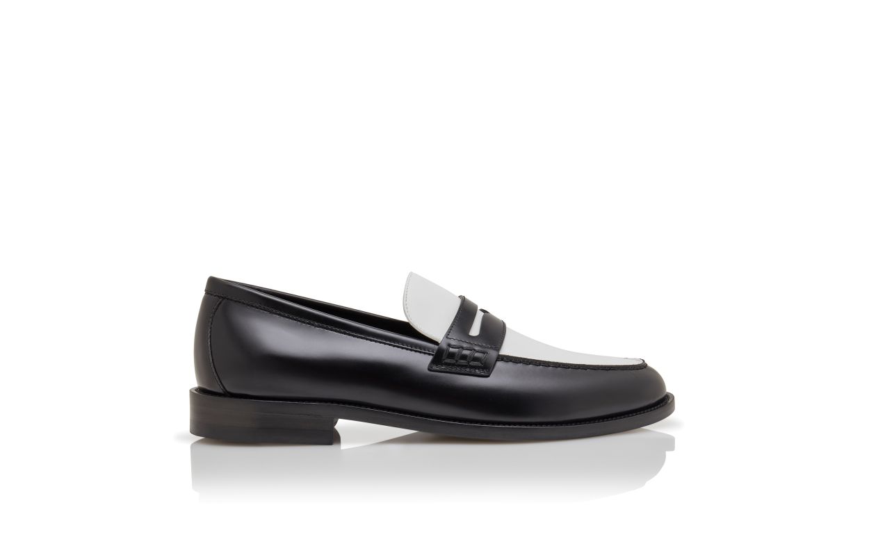 Loafer Penny in pelle di vitello nera e bianca