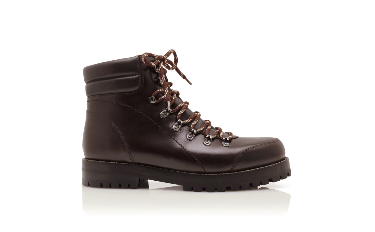Stivali Ankle in Pelle di Vitello Marrone Scuro