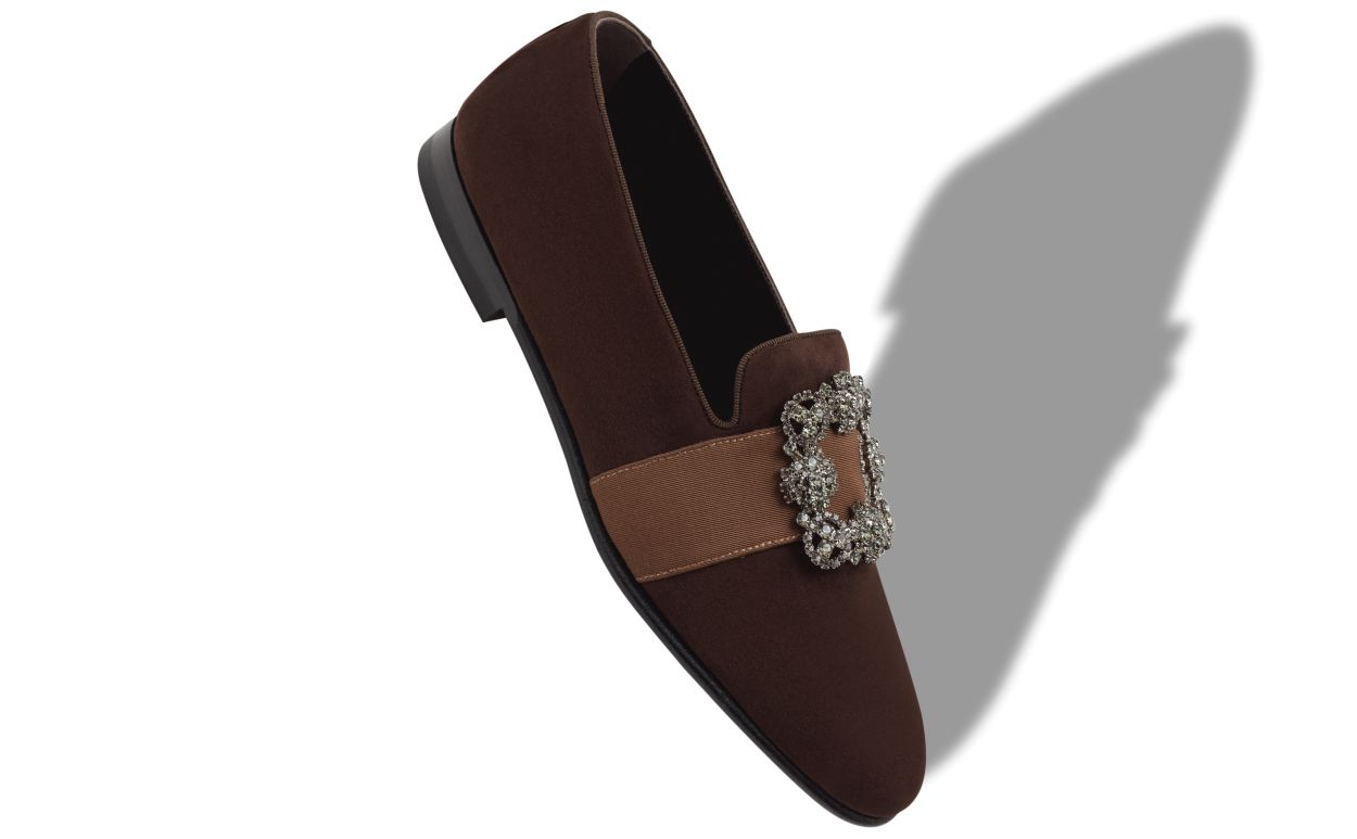 Loafer in Saffiano Marrone Scuro con Fibbia di Gioiello