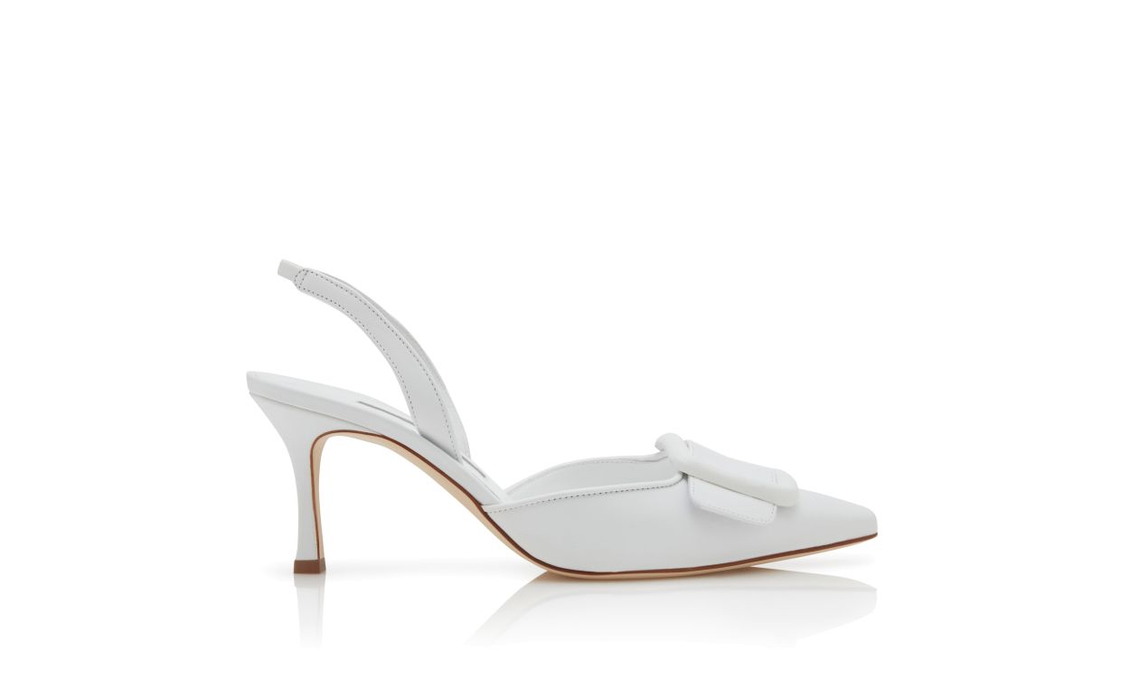 Pumps in pelle di capretto bianca con cinturino