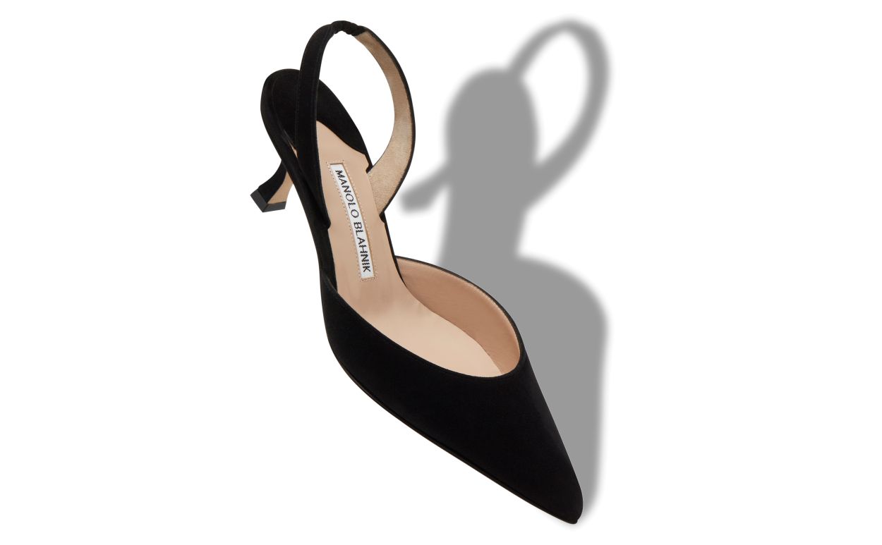 Pumps Slingback in Suede Nero