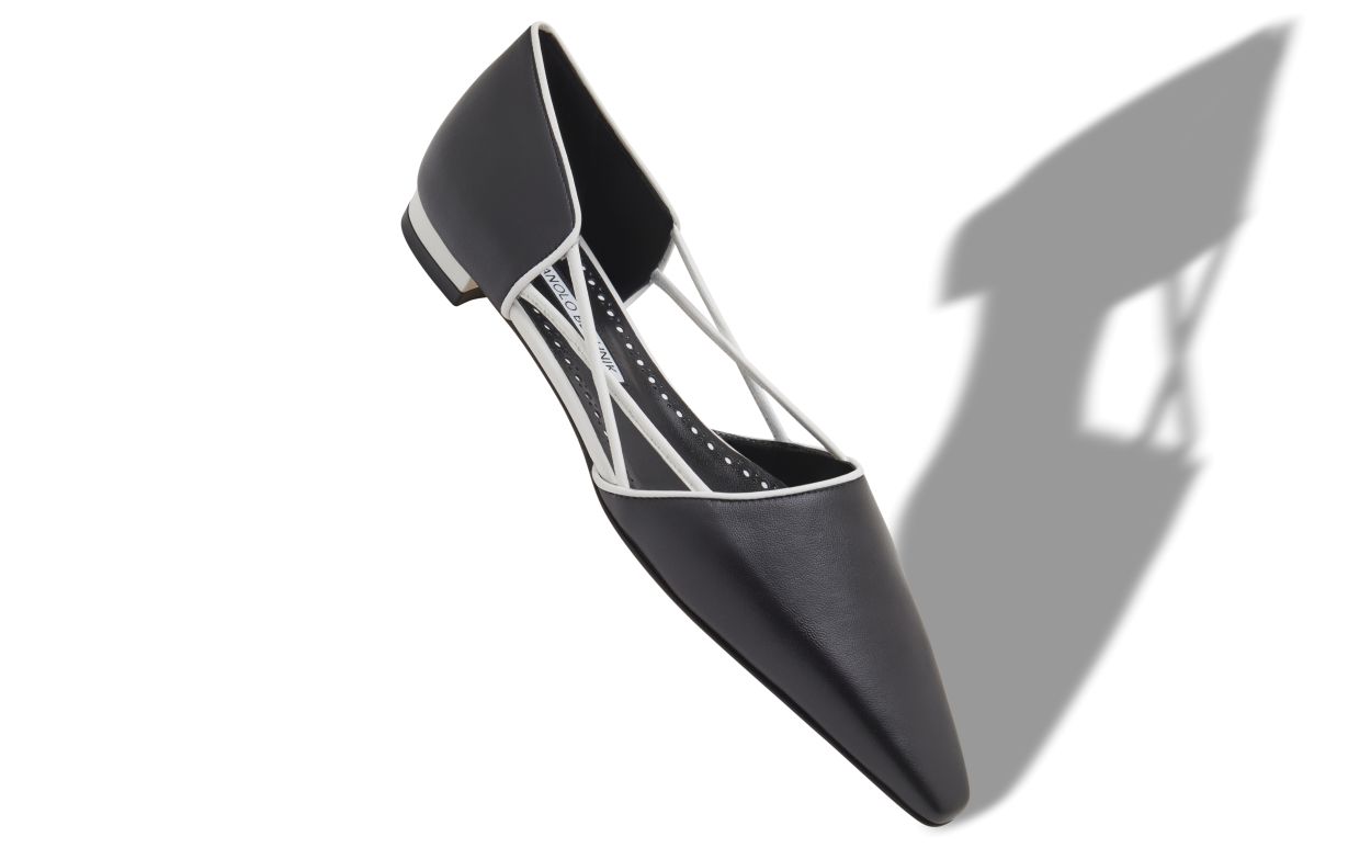 Pumps piatte in pelle di capretto nera