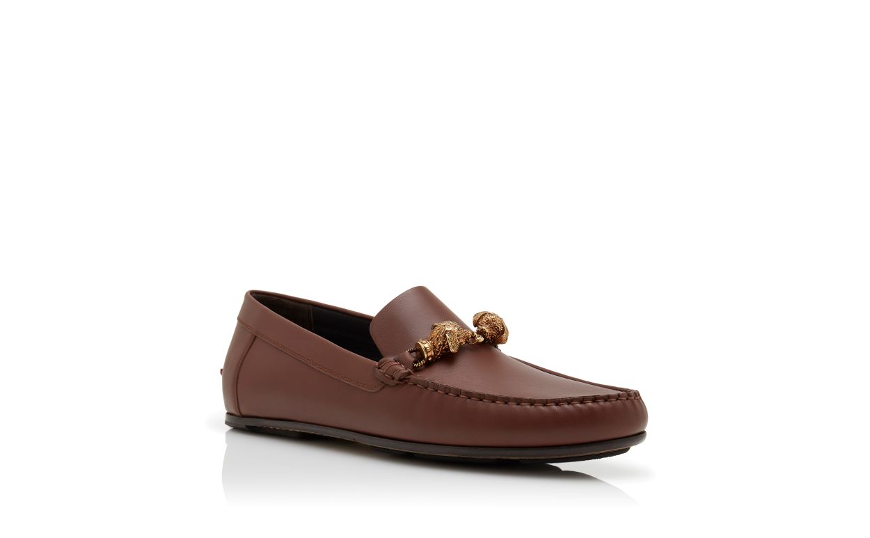 Pantofole in Pelle di Vitello Marrone