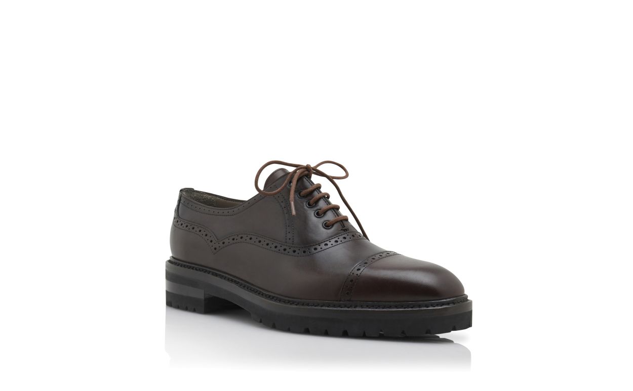 Scarpe in pelle di vitello marrone scuro con lacci