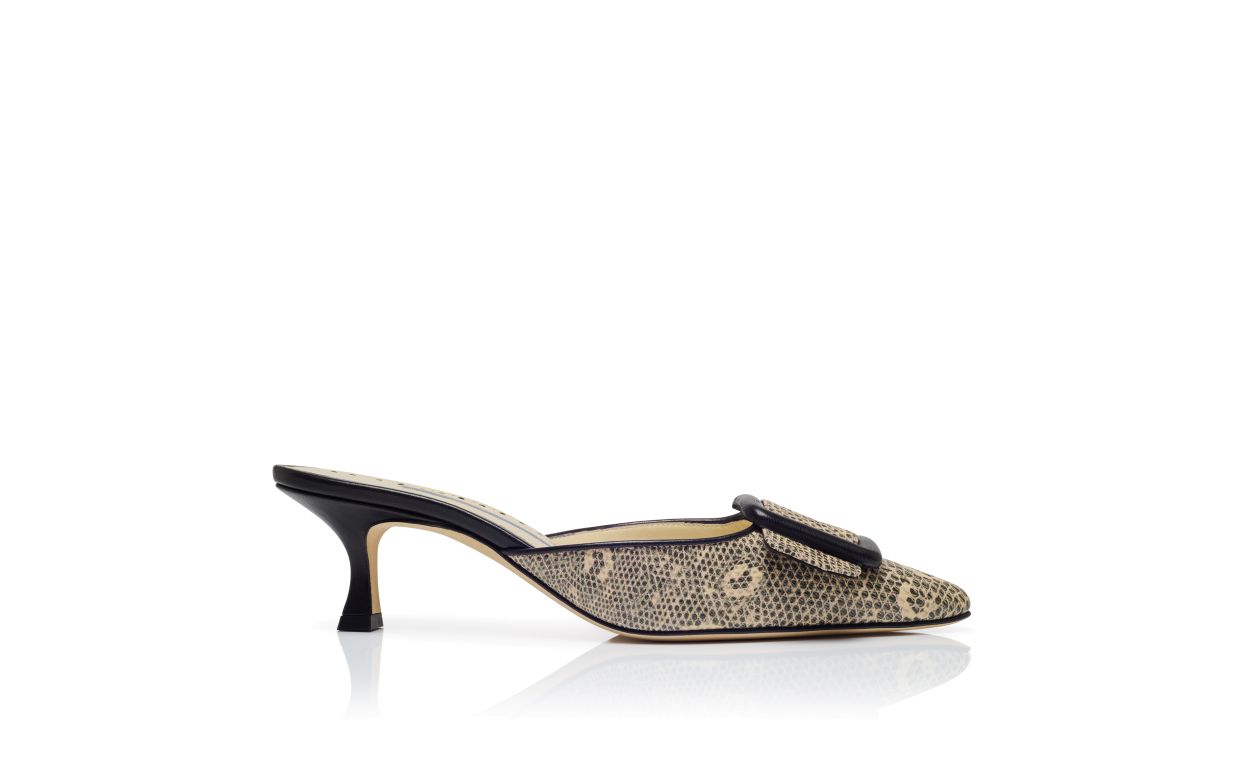 Mules in pelle di vitello con stampa coccodrillo