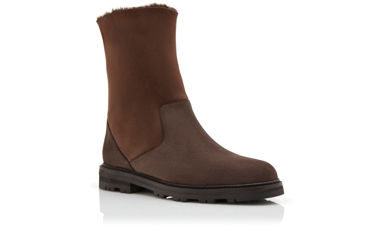 Stivali medio polpaccio in suede marrone scuro