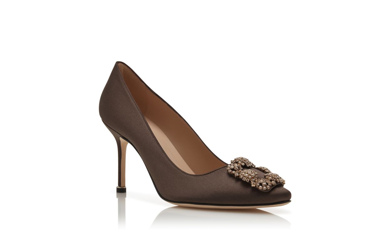 Pumps con fibbia in velluto marrone