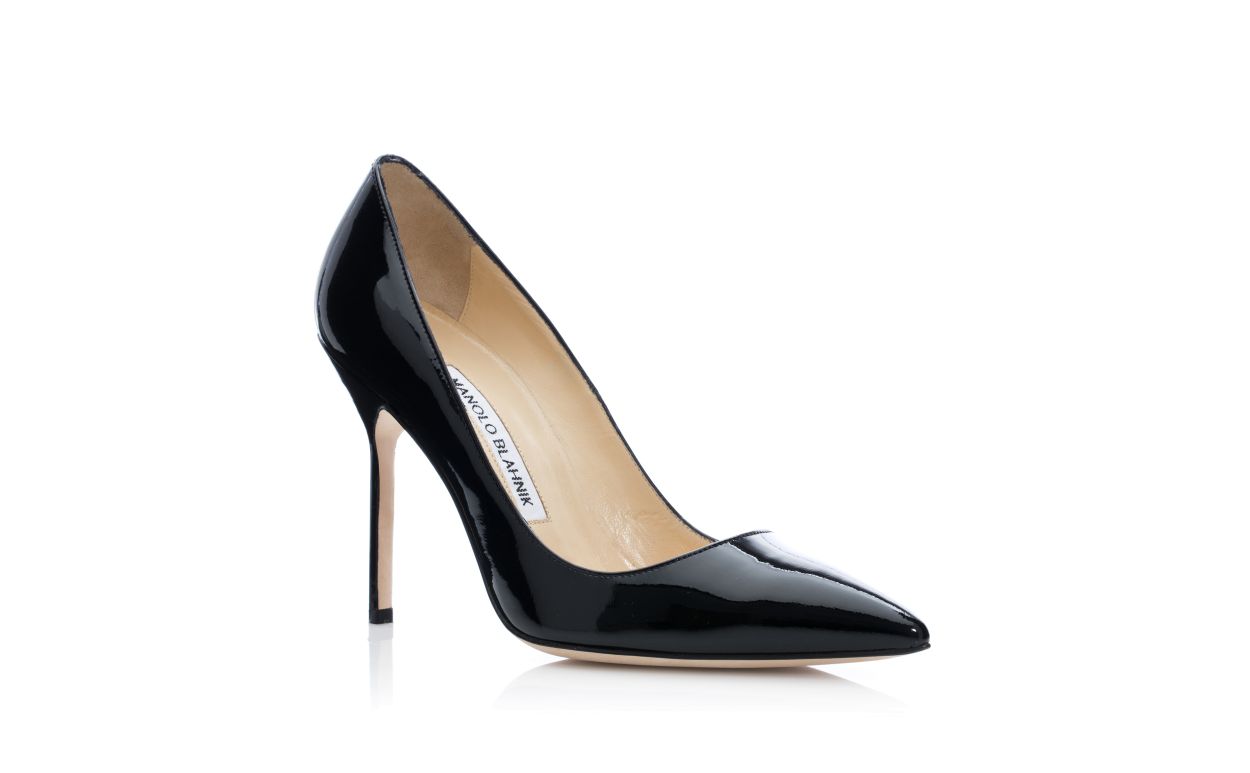 Pumps Punta Tonda in Pelle Lucida Nera