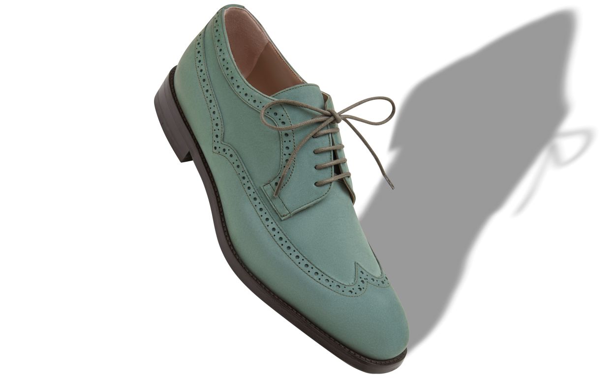 Oxfords in Pelle Suede Verde Scuro con Allacciatura