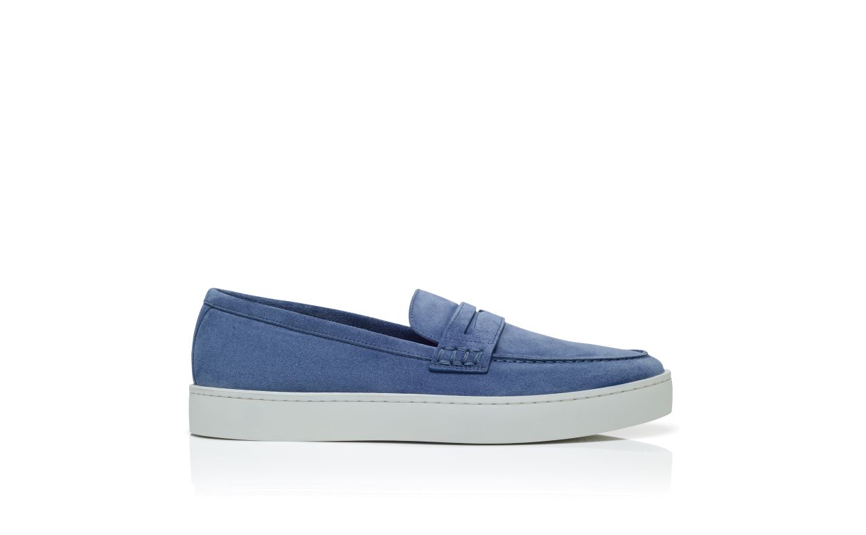 Mocassini Slip-On in Suede Blu