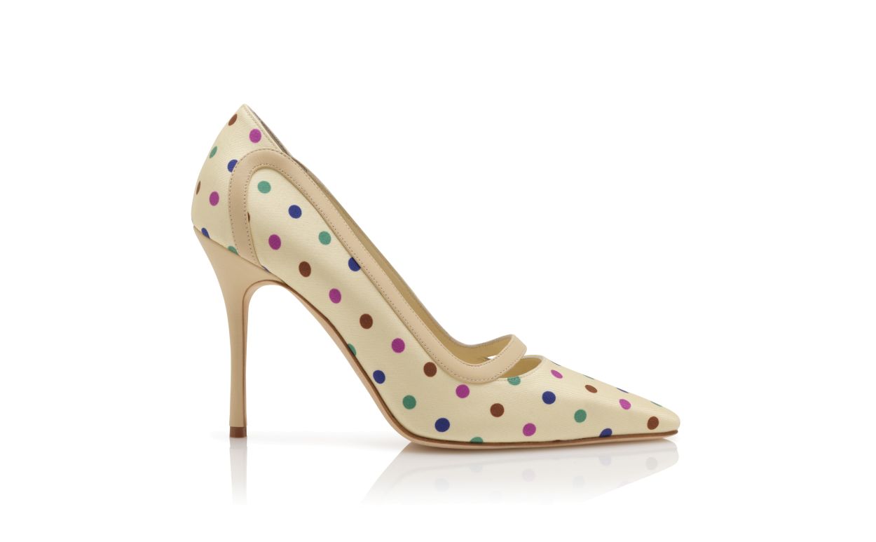 Pumps in Seta con Dettagli a Puntini Rosa