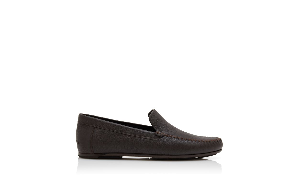 Pantofole in pelle di vitello marrone scuro