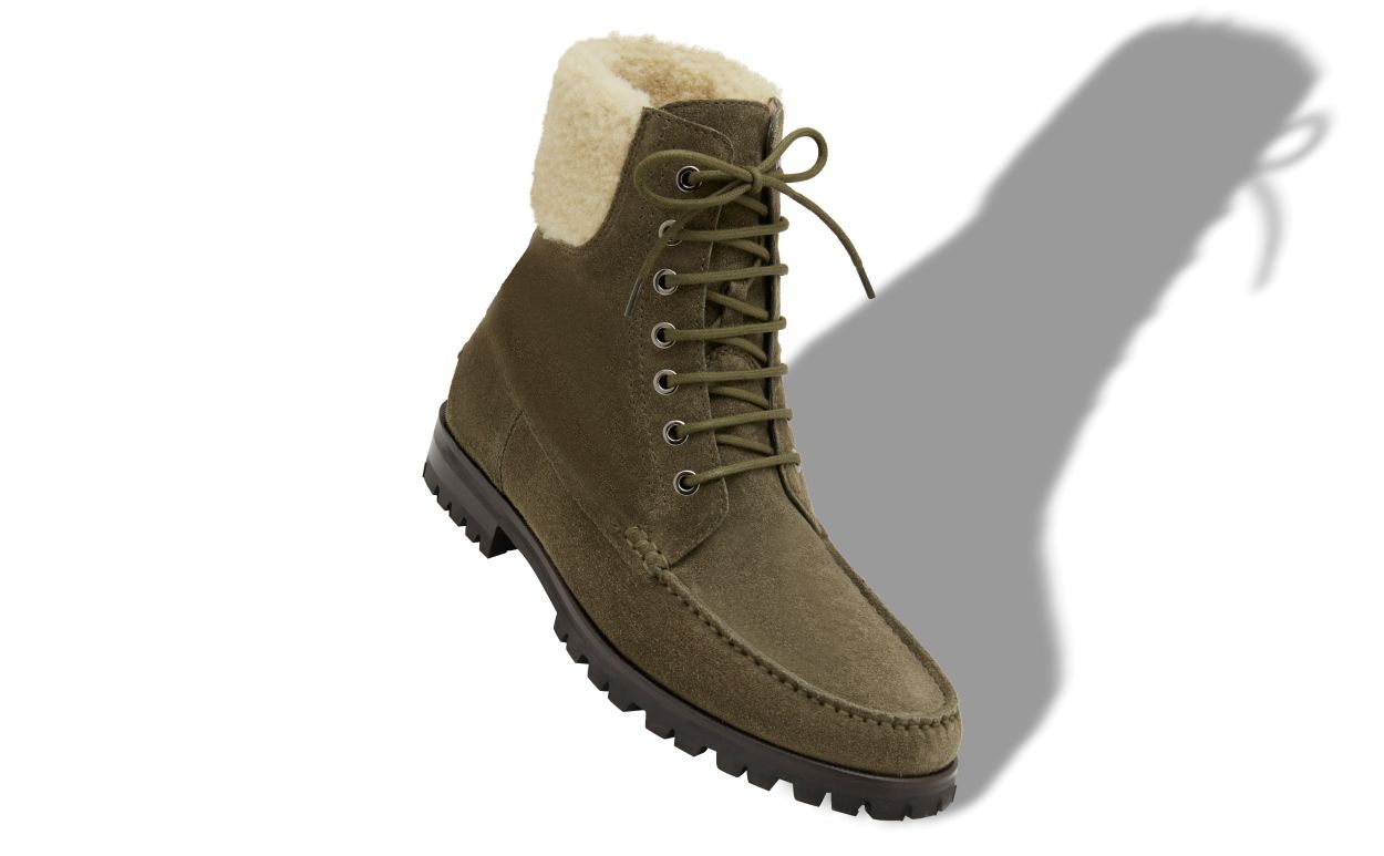 Stivali Caviglia in Suede Verde Scuro